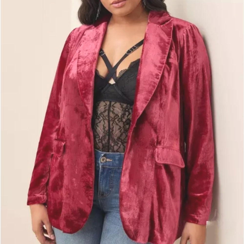 🏷️Torrid Jester Red Velvet Classic Blazer Women's Plus Size 3X